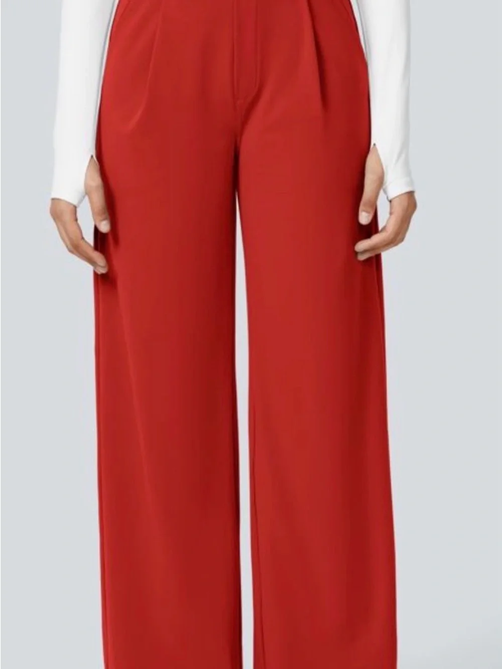HALARA Wide-Leg Red High-Waist Trousers